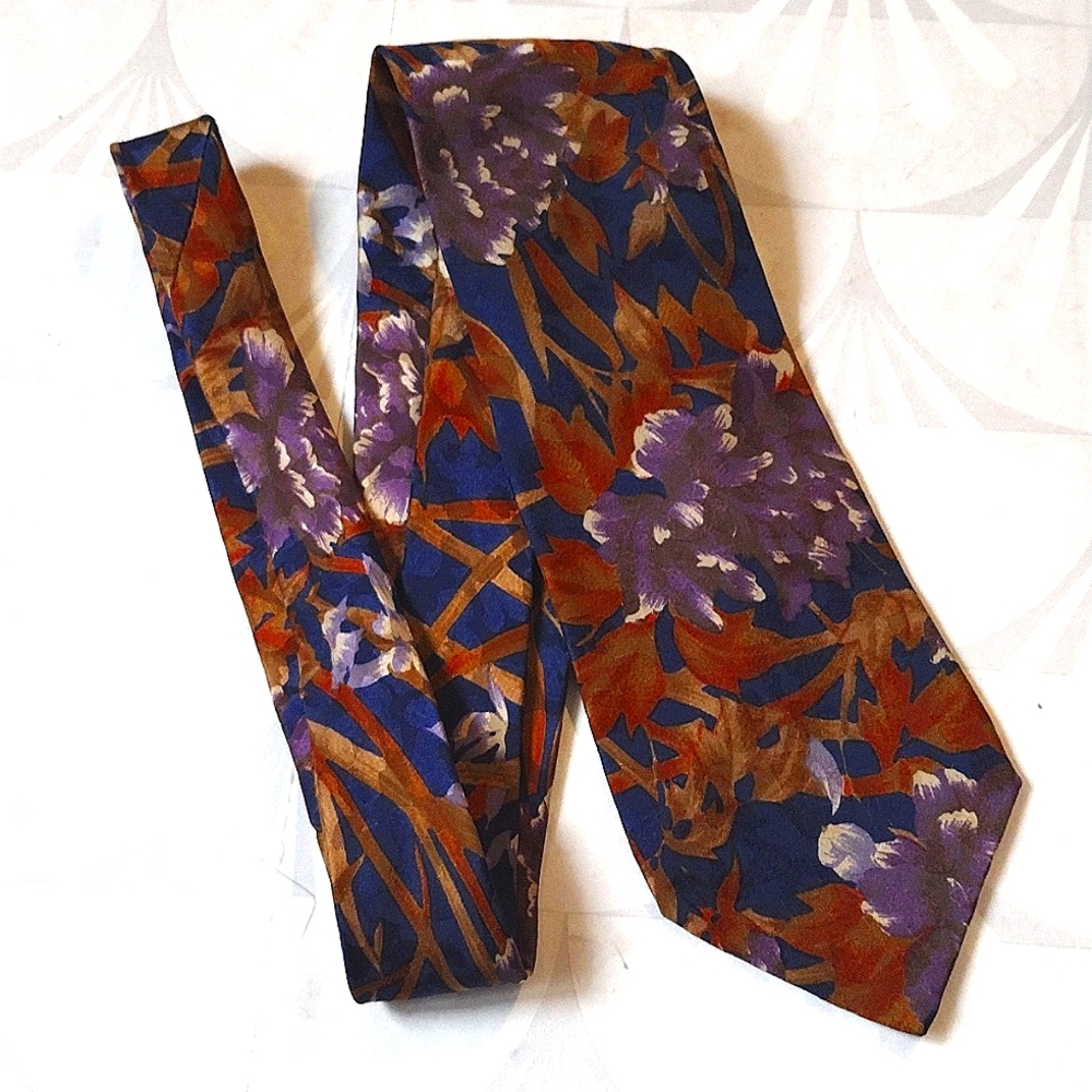Vintage Marco Delli  Silk Italian Floral Tie